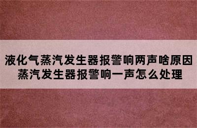 液化气蒸汽发生器报警响两声啥原因 蒸汽发生器报警响一声怎么处理